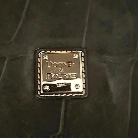 Dooney & Bourke 1975 Black Leather Embossed Shoulder Hobo Bag - Picture 2 of 8